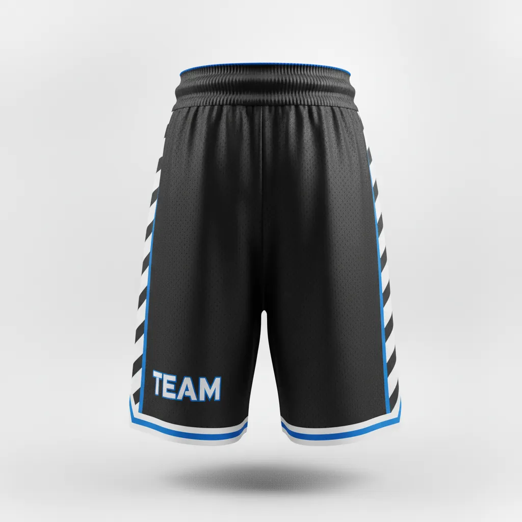 Custom Esports Training Shorts - White, Blue - Perf Shorts All Blacks Electric - Front View - HAMCO Sports Inc.