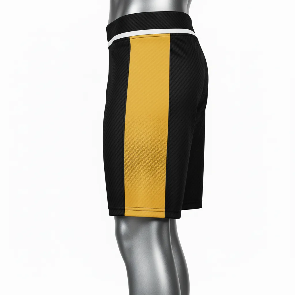 Custom Flag Football 7v7 Compression Shorts - Black, Gold - Football 7v7 Compression Shorts Vegas Carbon - Back View - HAMCO Sports Inc.