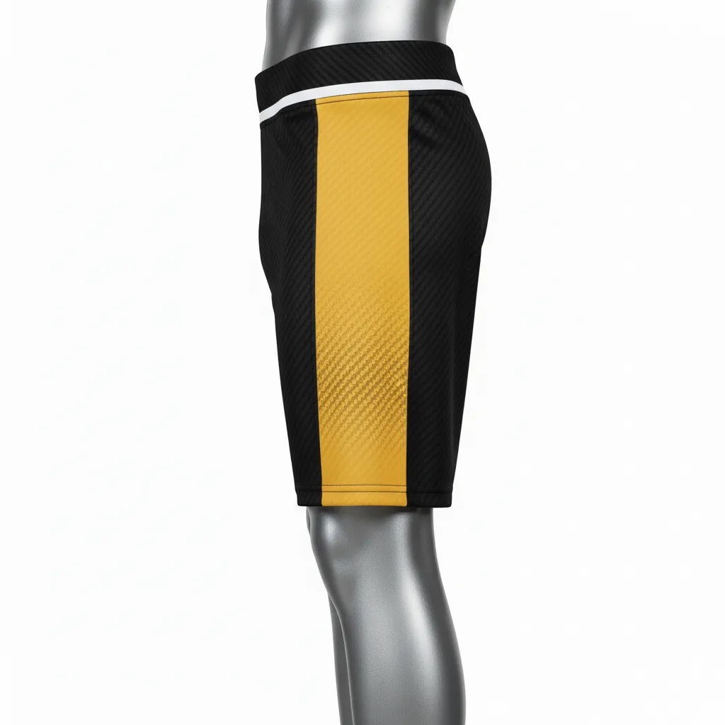 Custom Flag Football 7v7 Compression Shorts - Black, Gold - Football 7v7 Compression Shorts Vegas Carbon - Side View - HAMCO Sports Inc.