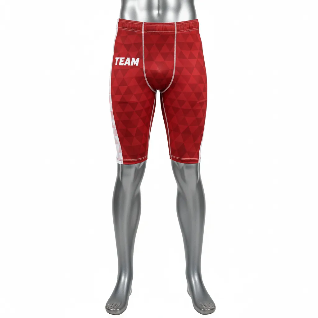 Custom Flag Football 7v7 Compression Shorts - White - Football 7v7 Compression Shorts Cardinal Triangle - Front View - HAMCO Sports Inc.