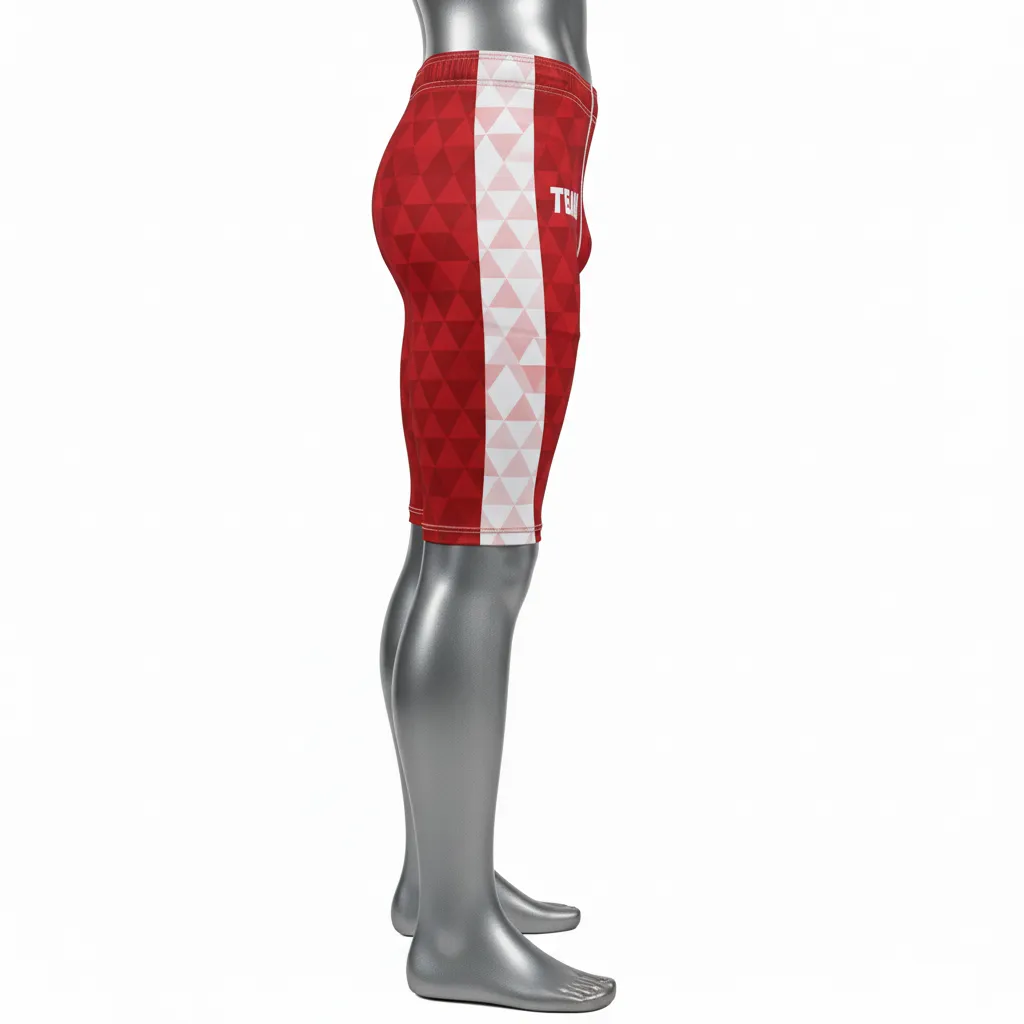 Custom Flag Football 7v7 Compression Shorts - White - Football 7v7 Compression Shorts Cardinal Triangle - Side View - HAMCO Sports Inc.