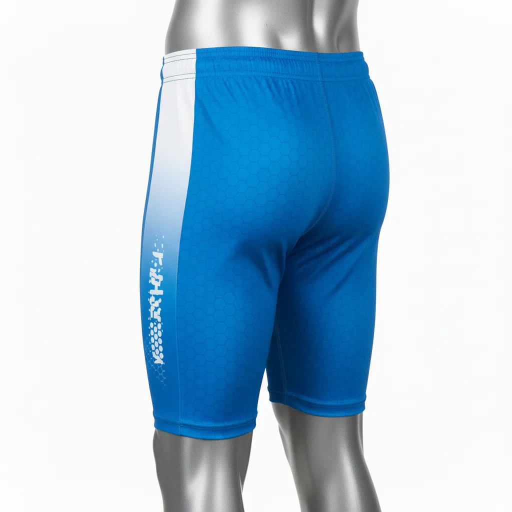 Custom Flag Football 7v7 Compression Shorts - Blue, White - Football 7v7 Compression Shorts Columbia Carbon - Front View - HAMCO Sports Inc.