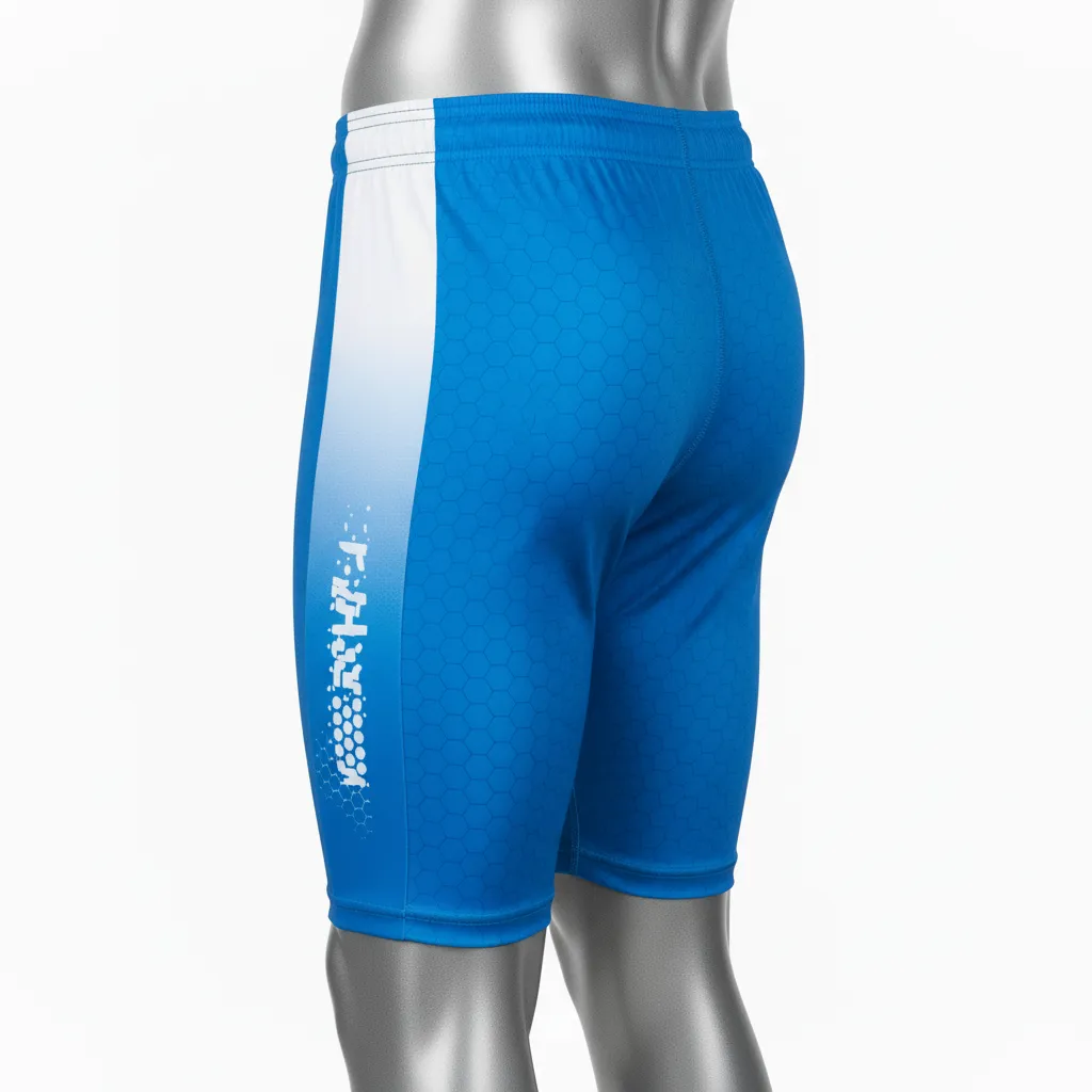 Custom Flag Football 7v7 Compression Shorts - Blue, White - Football 7v7 Compression Shorts Columbia Carbon - Side View - HAMCO Sports Inc.