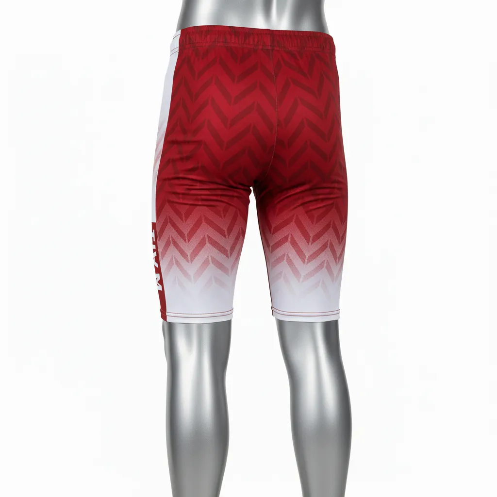 Custom Flag Football 7v7 Compression Shorts - White - Football 7v7 Compression Shorts Crimson Chevron - Back View - HAMCO Sports Inc.