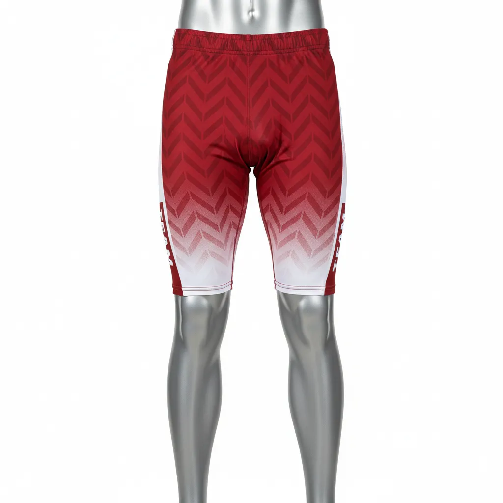 Custom Flag Football 7v7 Compression Shorts - White - Football 7v7 Compression Shorts Crimson Chevron - Front View - HAMCO Sports Inc.