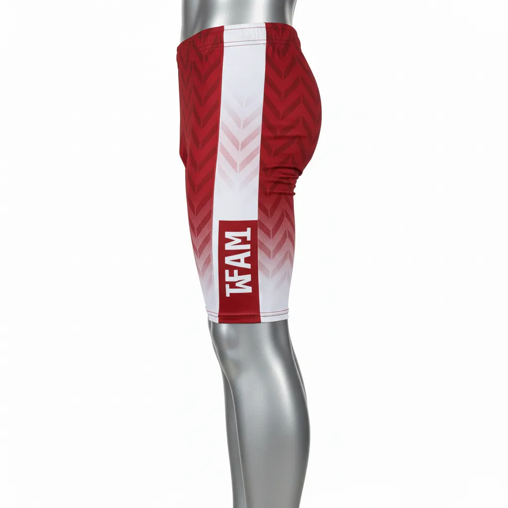 Custom Flag Football 7v7 Compression Shorts - White - Football 7v7 Compression Shorts Crimson Chevron - Side View - HAMCO Sports Inc.