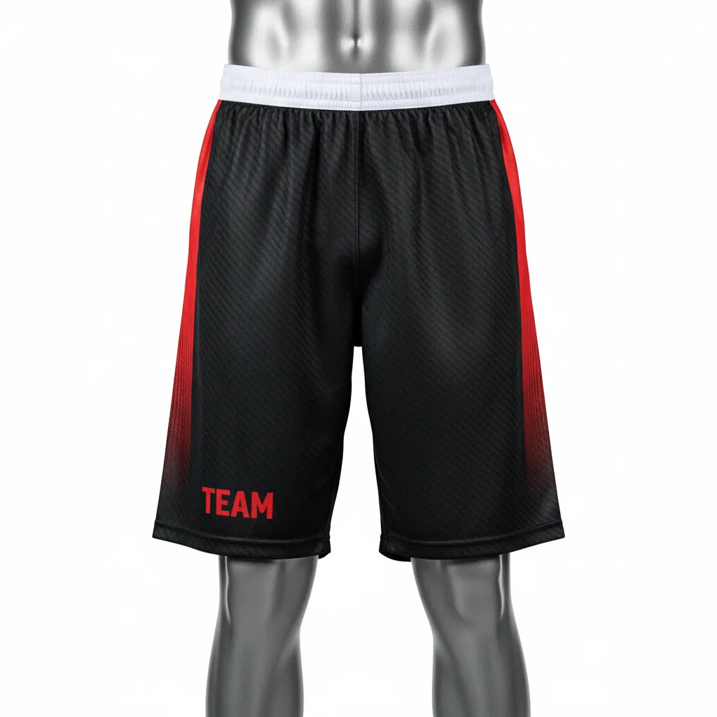 Custom Flag Football Athletic Shorts - Black, Red - Football Athletic Shorts Carbon - Front View - HAMCO Sports Inc.