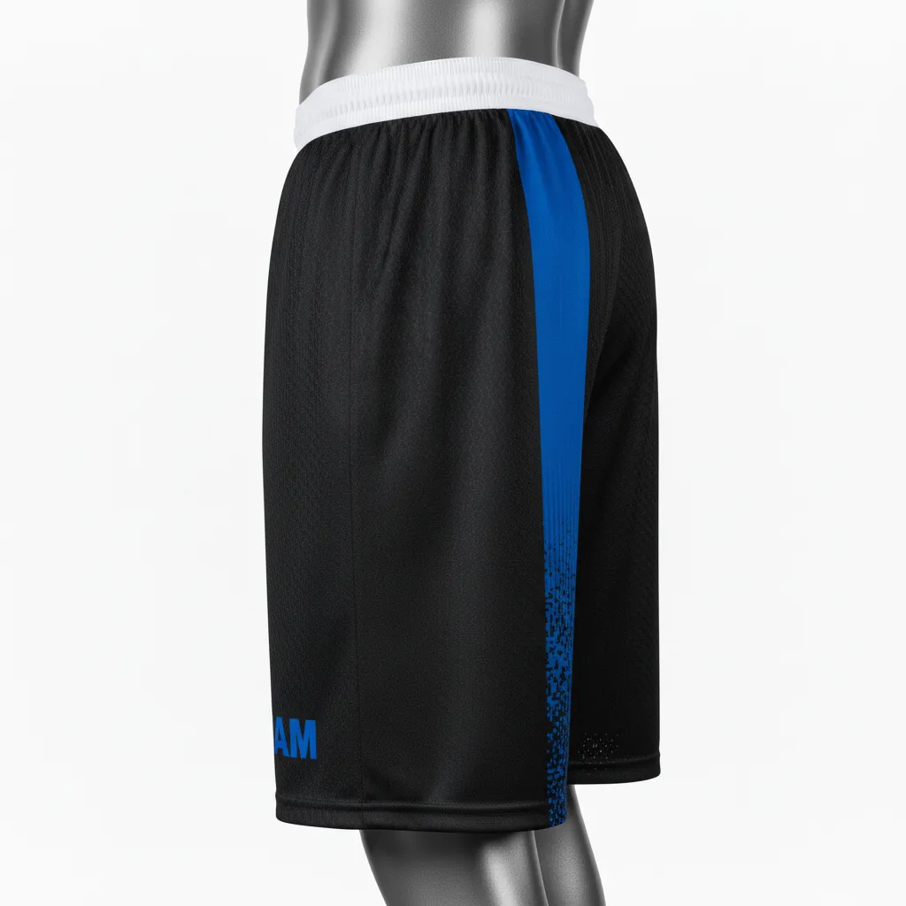 Custom Flag Football Athletic Shorts - Black - Football Athletic Shorts Royal Hexagon - Back View - HAMCO Sports Inc.