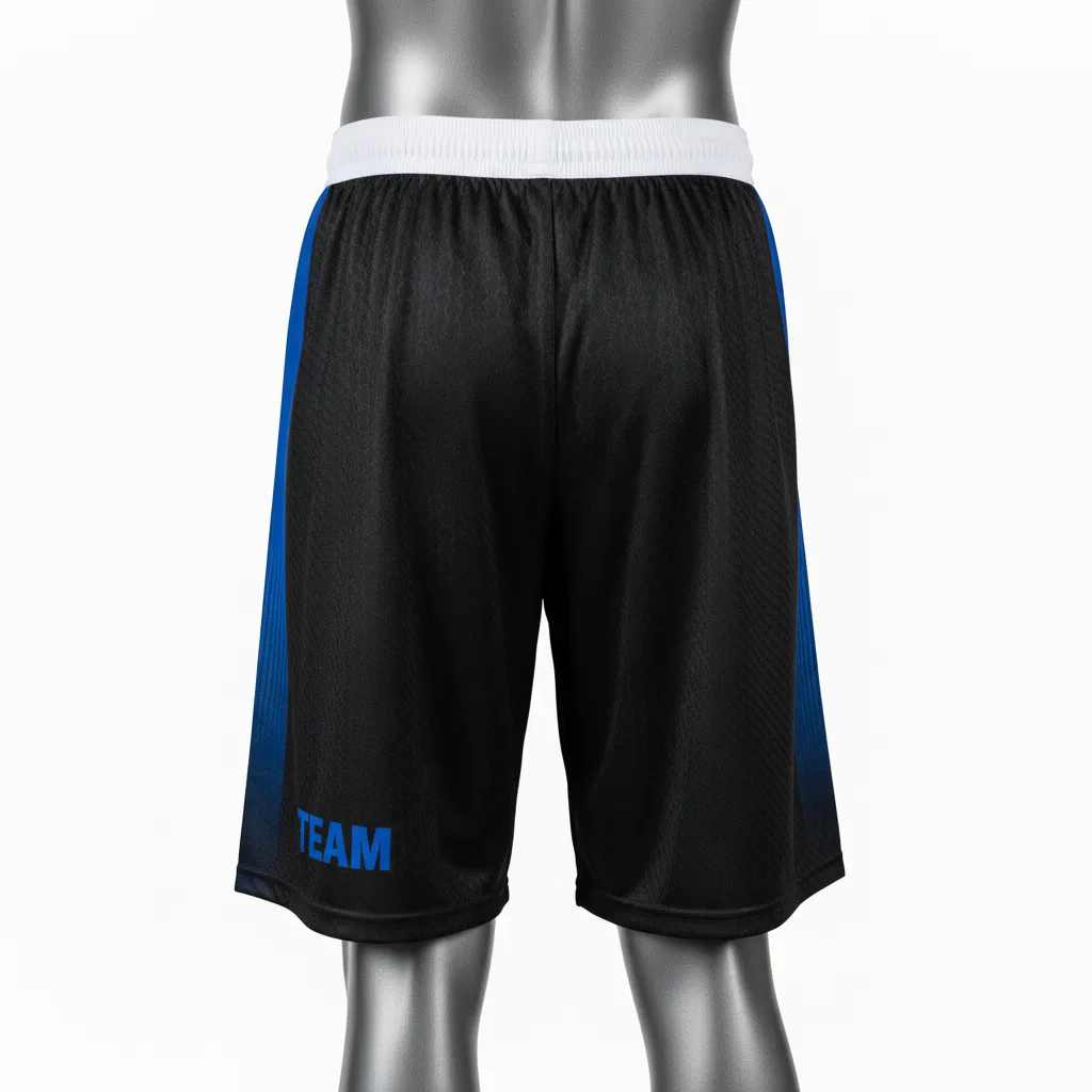 Custom Flag Football Athletic Shorts - Black - Football Athletic Shorts Royal Hexagon - Front View - HAMCO Sports Inc.