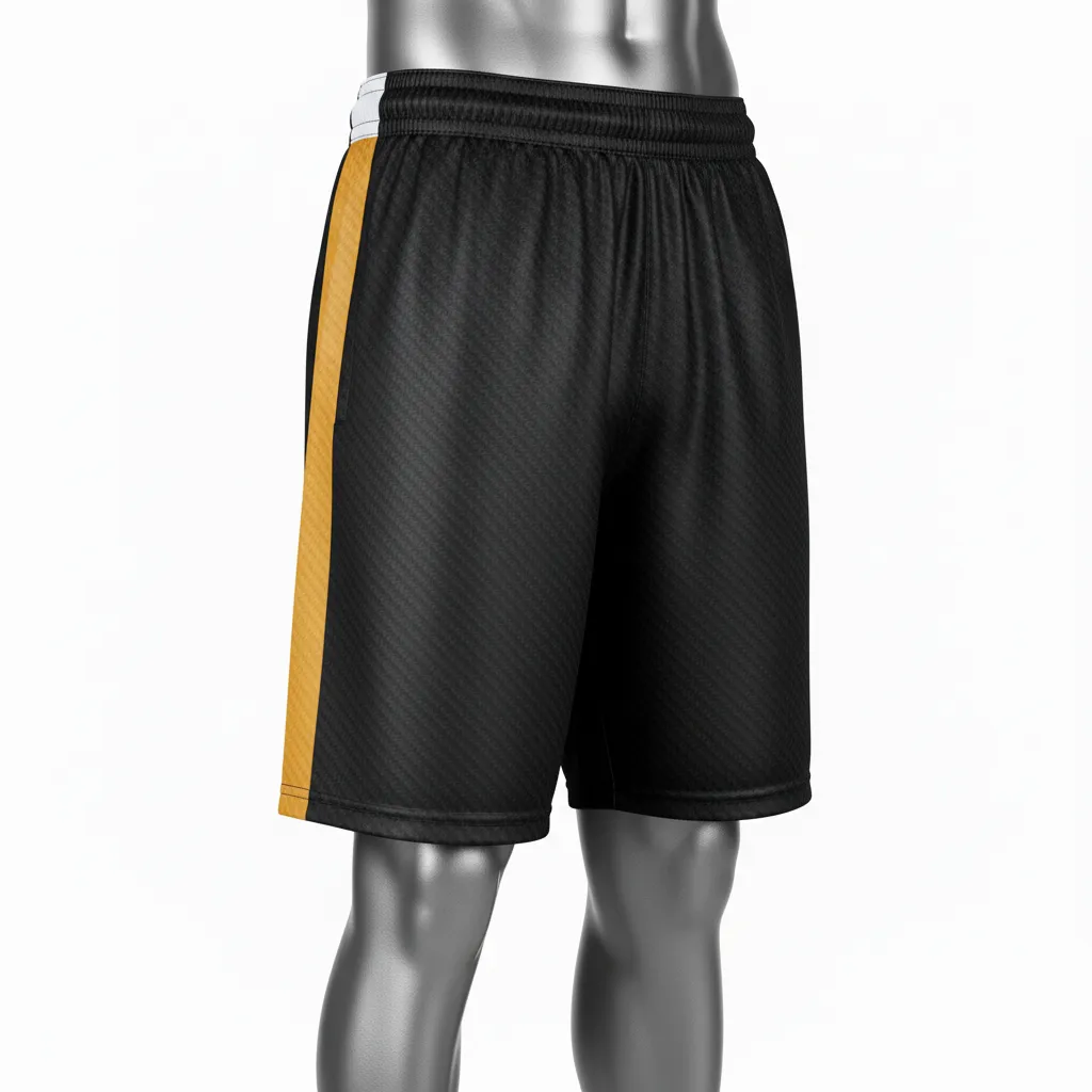 Custom Flag Football Athletic Shorts - Black, Gold - Football Athletic Shorts Vegas Carbon - Back View - HAMCO Sports Inc.