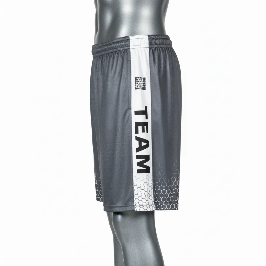 Custom Flag Football Athletic Shorts - Black, White - Football Athletic Shorts Hexagon - Side View - HAMCO Sports Inc.