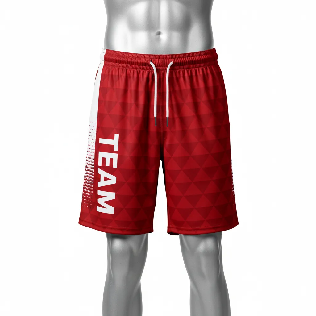 Custom Flag Football Athletic Shorts - White - Football Athletic Shorts Cardinal Triangle - Front View - HAMCO Sports Inc.