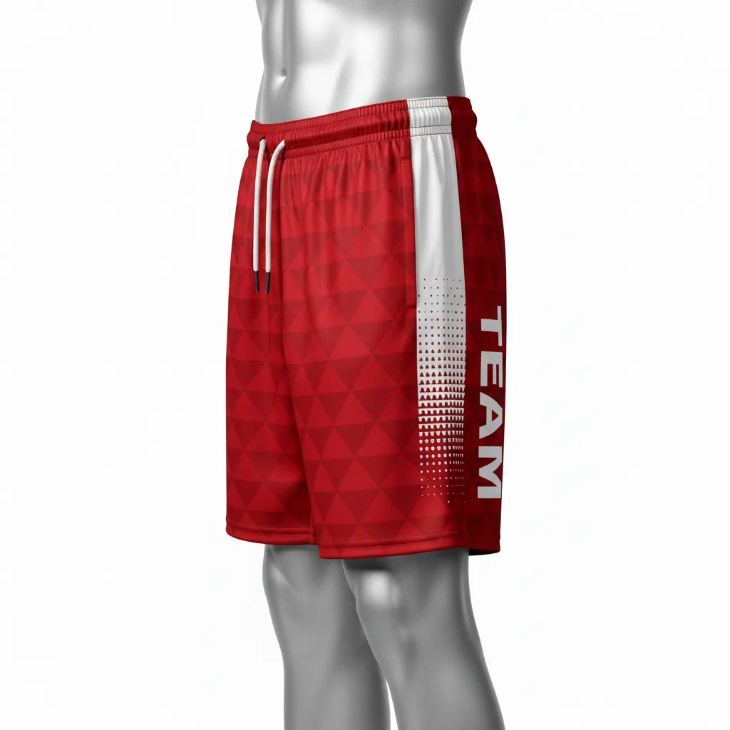 Custom Flag Football Athletic Shorts - White - Football Athletic Shorts Cardinal Triangle - Side View - HAMCO Sports Inc.