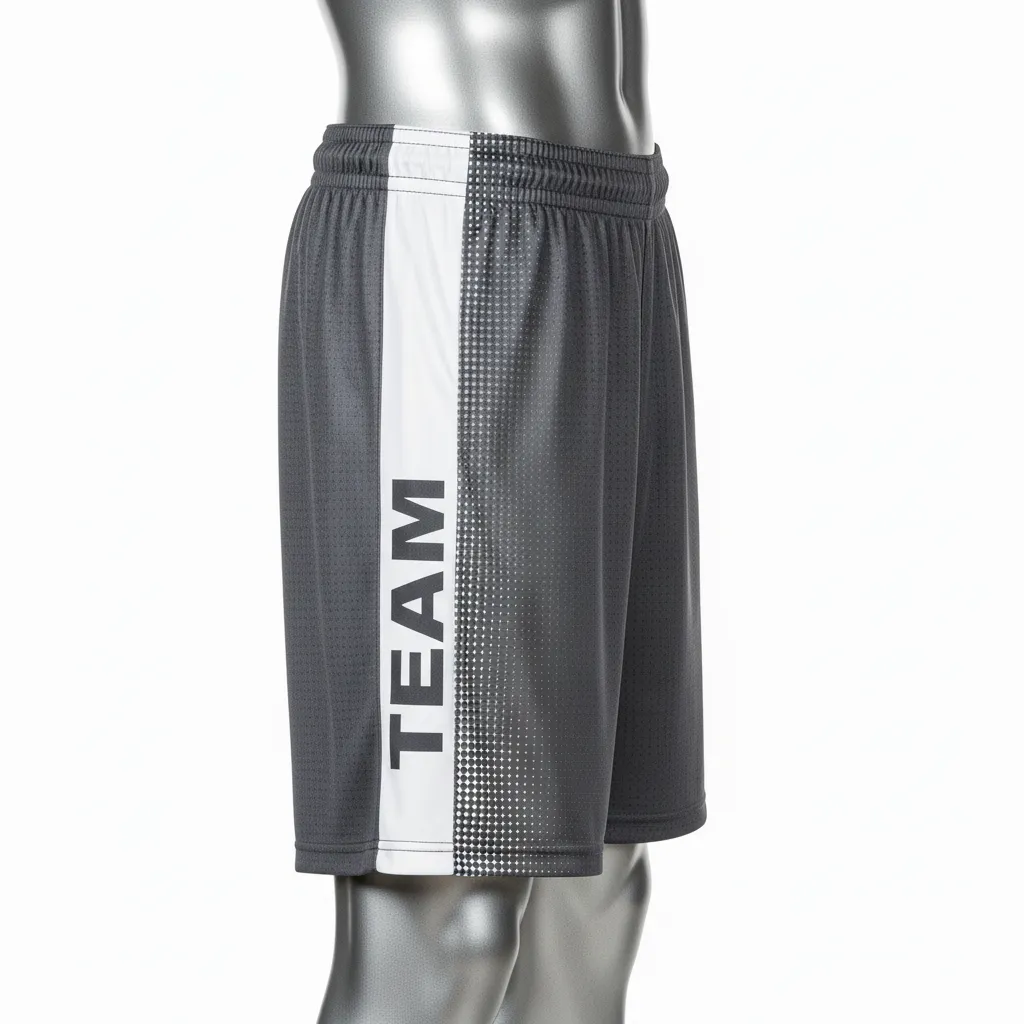 Custom Flag Football Athletic Shorts - White - Football Athletic Shorts Charcoal Dot Matrix - Side View - HAMCO Sports Inc.