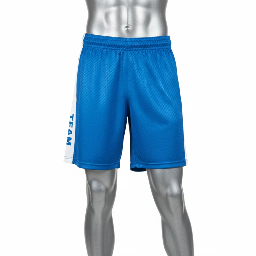 Custom Flag Football Athletic Shorts - Blue, White - Football Athletic Shorts Columbia Carbon - Front View - HAMCO Sports Inc.