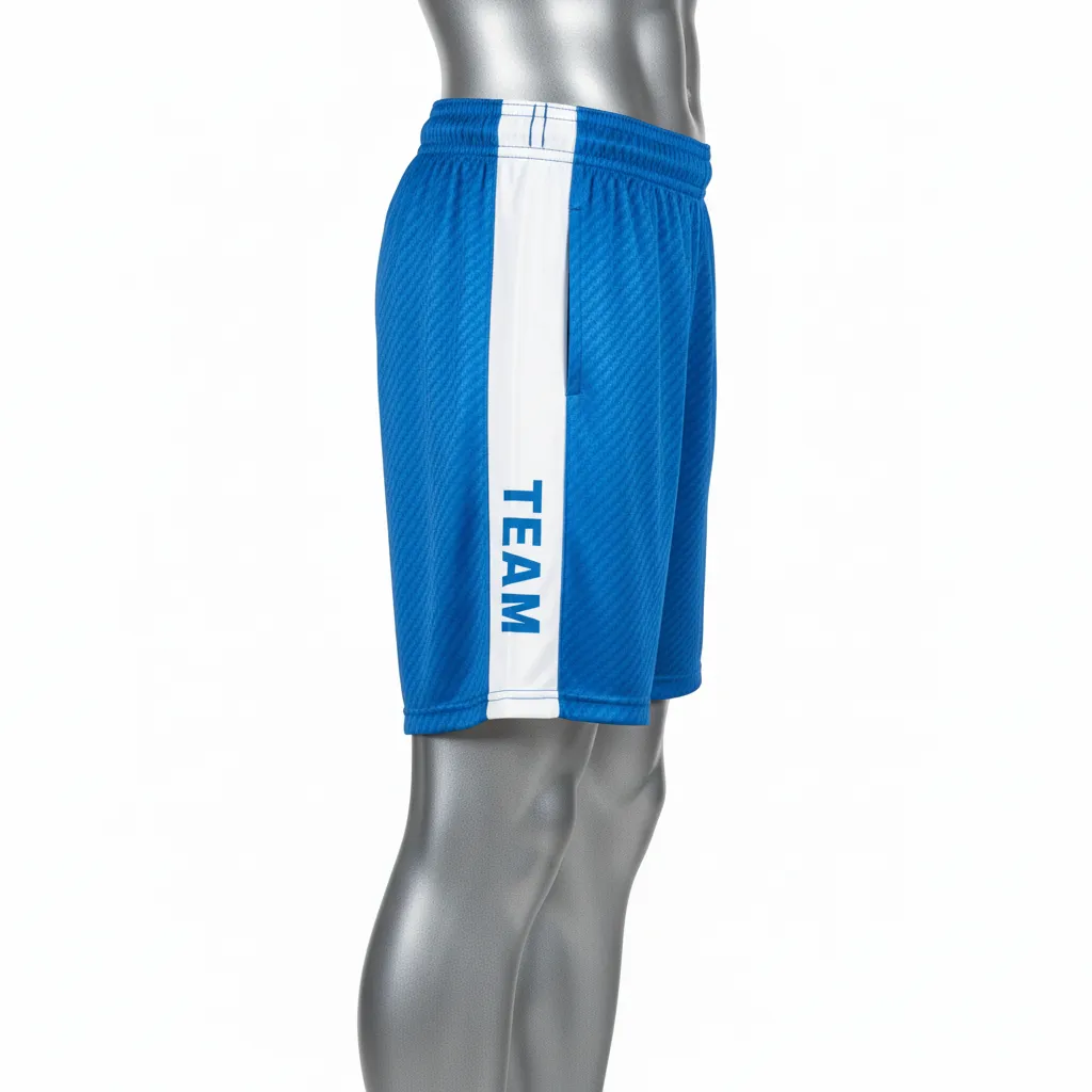 Custom Flag Football Athletic Shorts - Blue, White - Football Athletic Shorts Columbia Carbon - Side View - HAMCO Sports Inc.