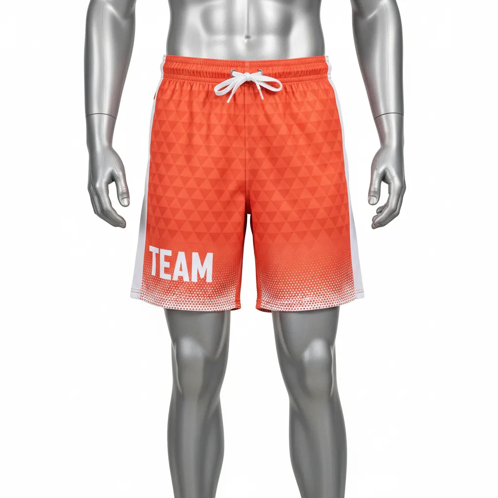 Custom Flag Football Athletic Shorts - White - Football Athletic Shorts Coral Triangle - Front View - HAMCO Sports Inc.