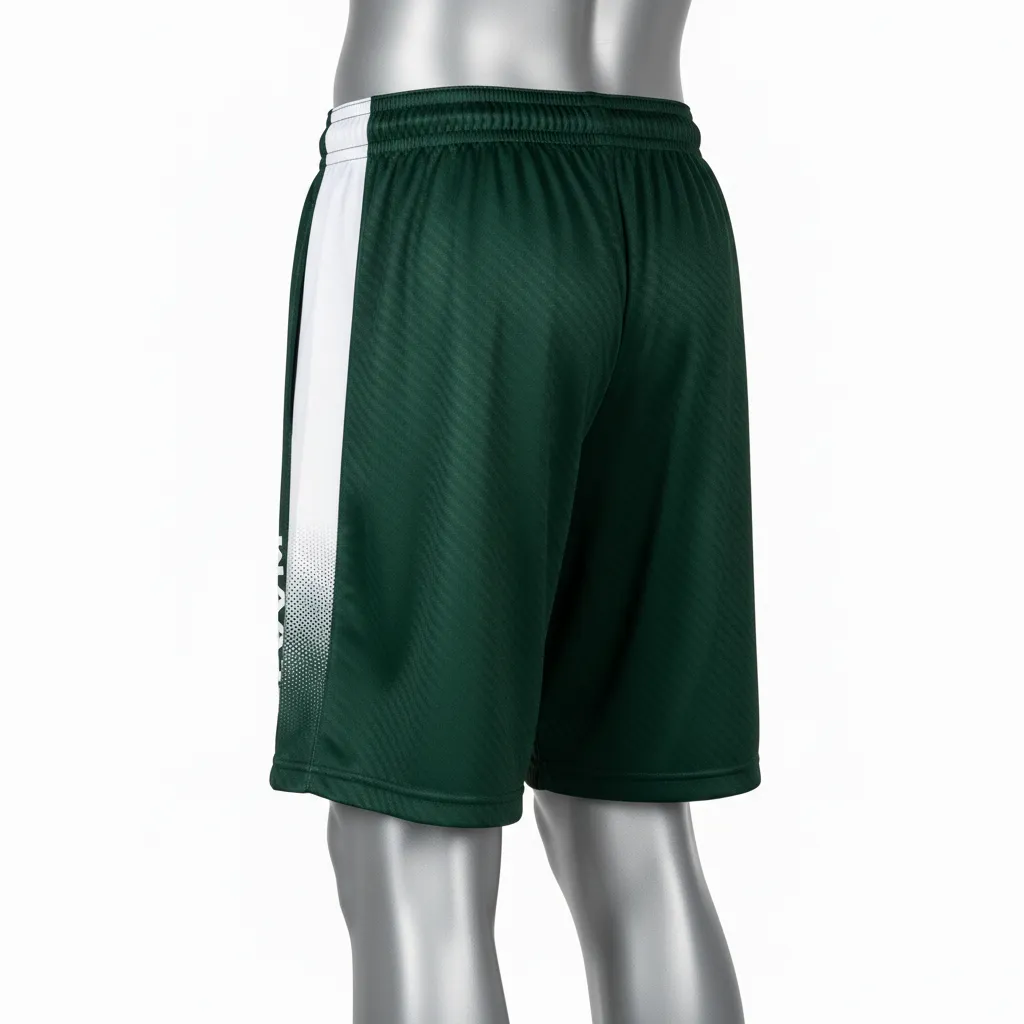 Custom Flag Football Athletic Shorts - Green, White - Football Athletic Shorts Dark Carbon - Back View - HAMCO Sports Inc.