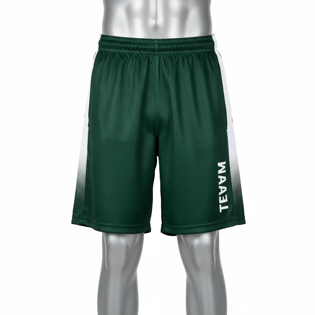 Custom Flag Football Athletic Shorts - Green, White - Football Athletic Shorts Dark Carbon - Front View - HAMCO Sports Inc.