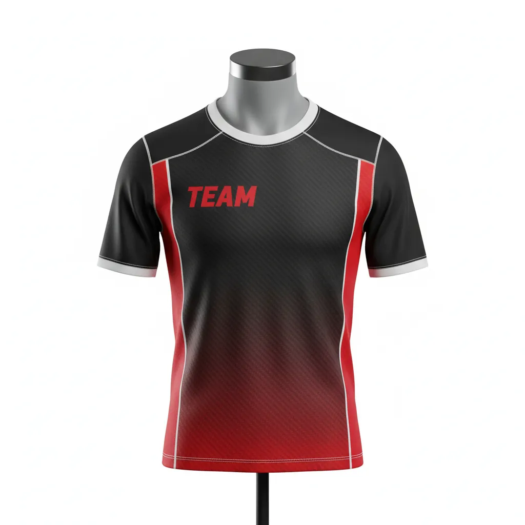 Custom Flag Football Compression Jersey - Black, Red - Football Compression Jersey Carbon - Front View - HAMCO Sports Inc.