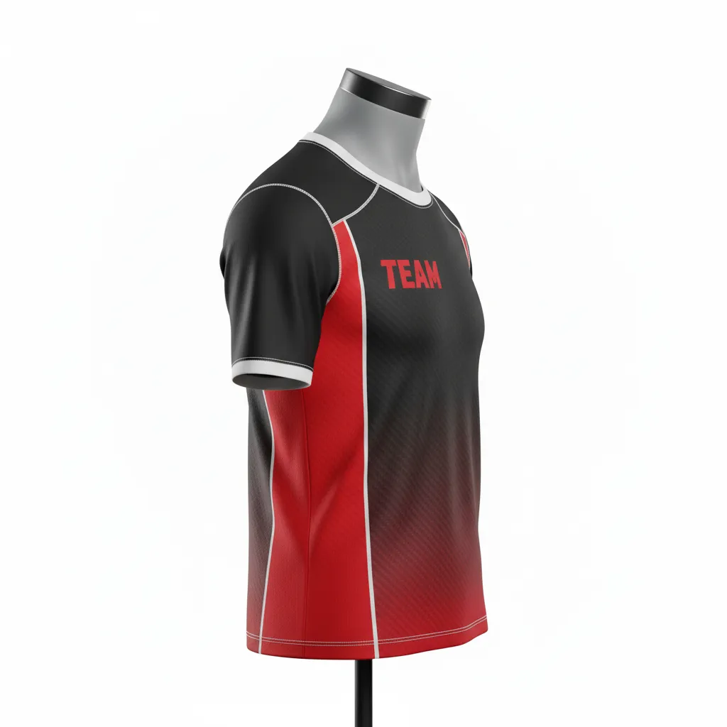 Custom Flag Football Compression Jersey - Black, Red - Football Compression Jersey Carbon - Side View - HAMCO Sports Inc.