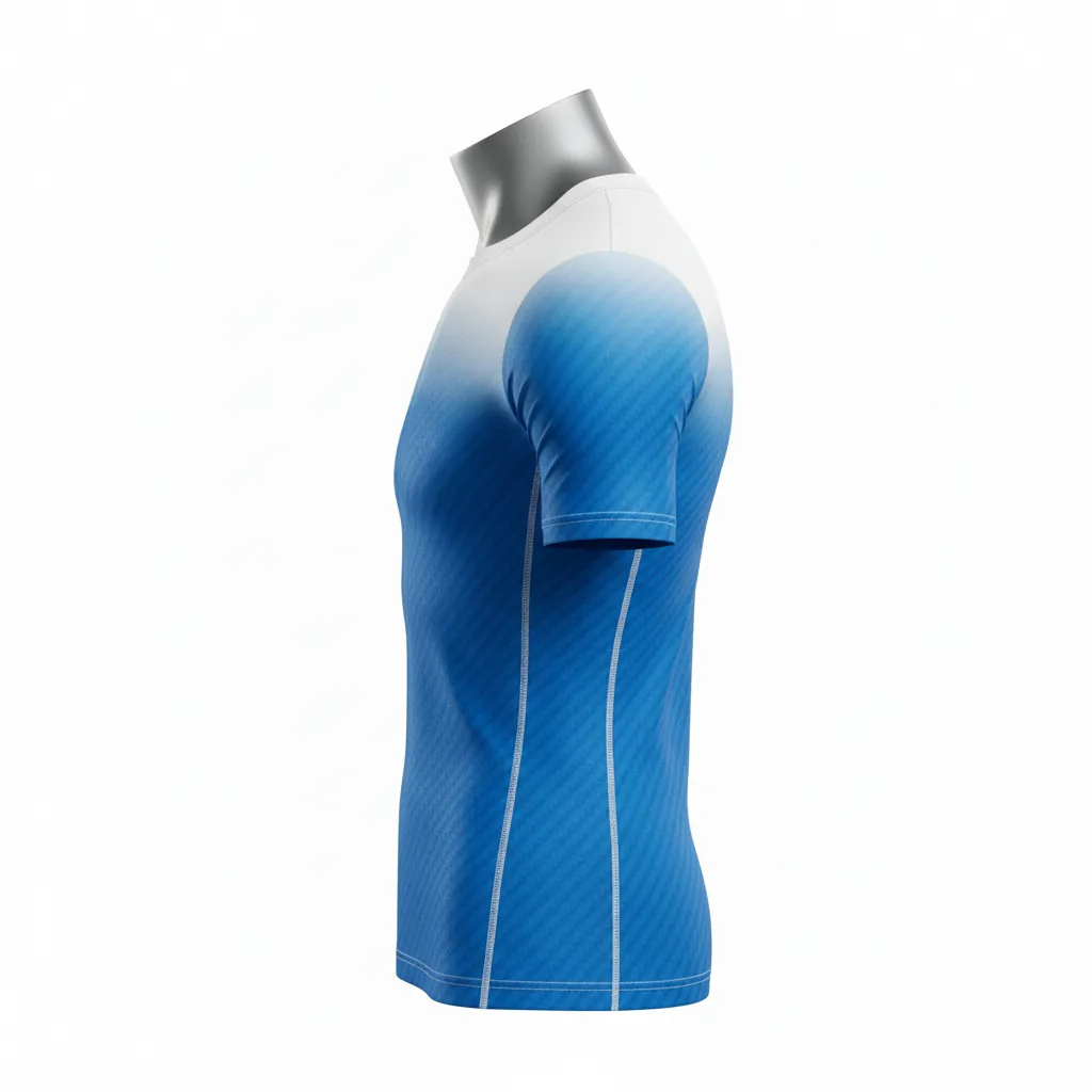 Custom Flag Football Compression Jersey - Blue, White - Football Compression Jersey Columbia Carbon - Side View - HAMCO Sports Inc.