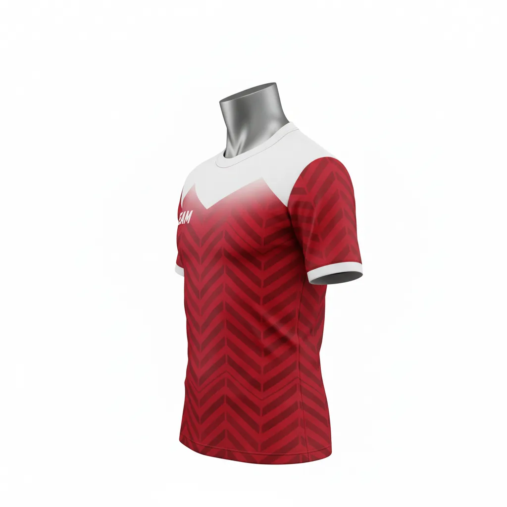 Custom Flag Football Compression Jersey - White - Football Compression Jersey Crimson Chevron - Side View - HAMCO Sports Inc.