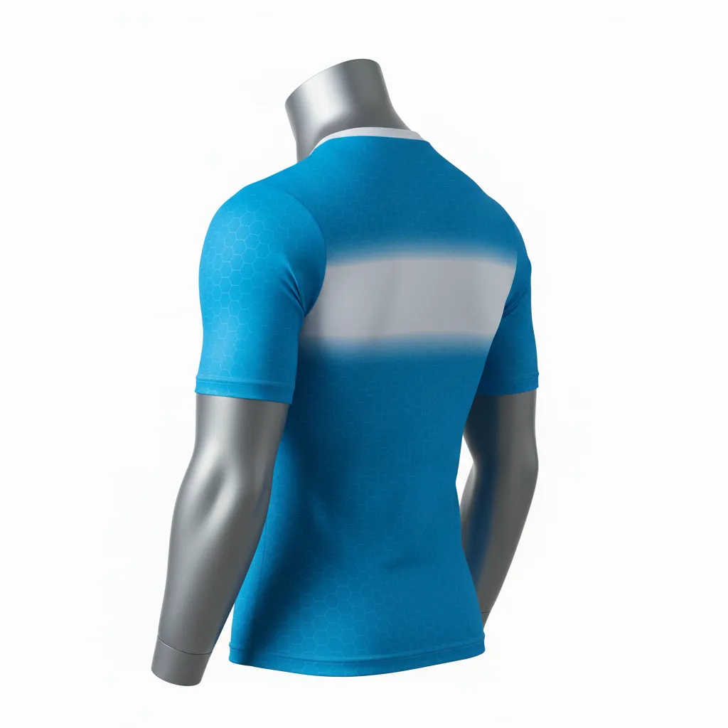 Custom Flag Football Compression Jersey - White - Football Compression Jersey Cyan Honeycomb - Back View - HAMCO Sports Inc.