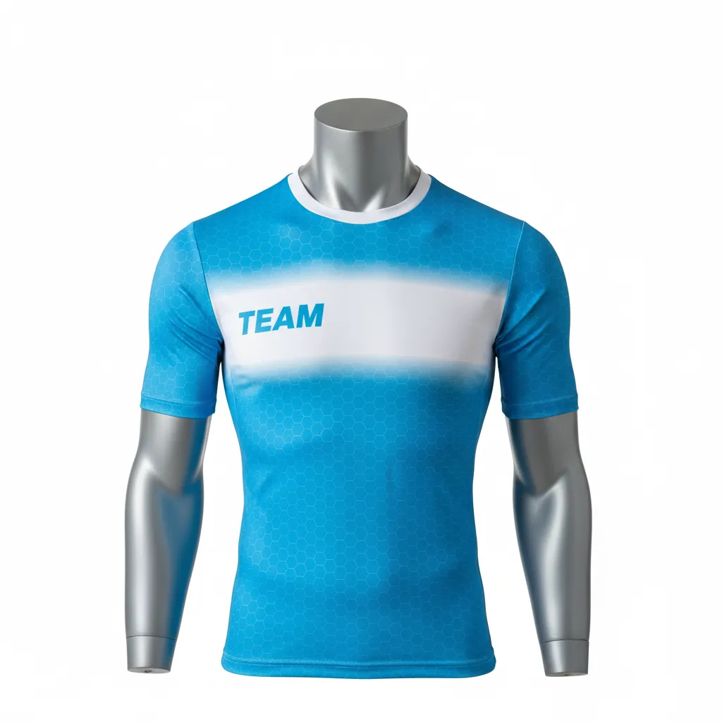 Custom Flag Football Compression Jersey - White - Football Compression Jersey Cyan Honeycomb - Front View - HAMCO Sports Inc.