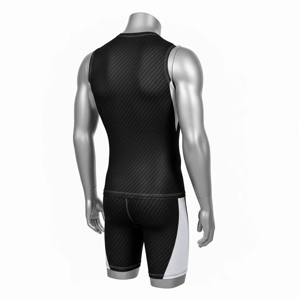 Custom Flag Football Compression Uniform - Black, White - Carbon Fiber - Back View - Hamco Sports Inc.