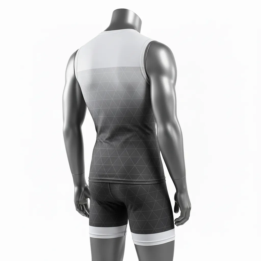 Custom Flag Football Compression Uniform - White - Charcoal Triangle Chest - Back View - Hamco Sports Inc.