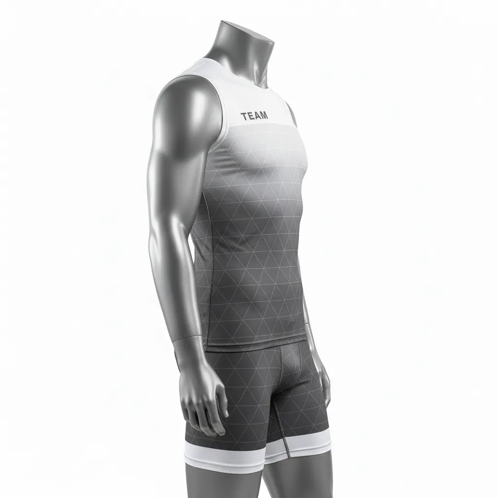 Custom Flag Football Compression Uniform - White - Charcoal Triangle Chest - Side View - Hamco Sports Inc.