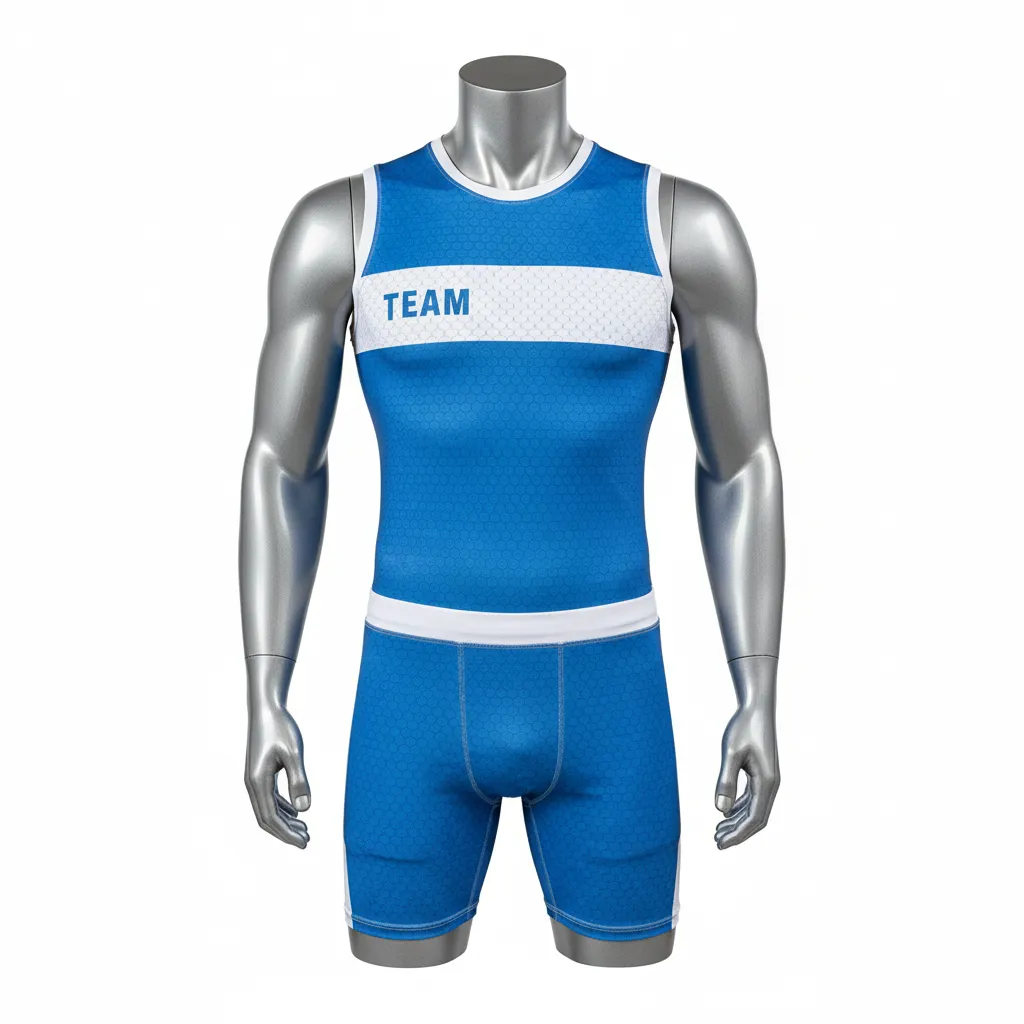 Custom Flag Football Compression Uniform - Blue, White - Columbia Honeycomb Chest - Front View - Hamco Sports Inc.