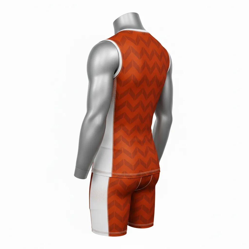 Custom Flag Football Compression Uniform - White - Copper Chevron Side - Back View - Hamco Sports Inc.
