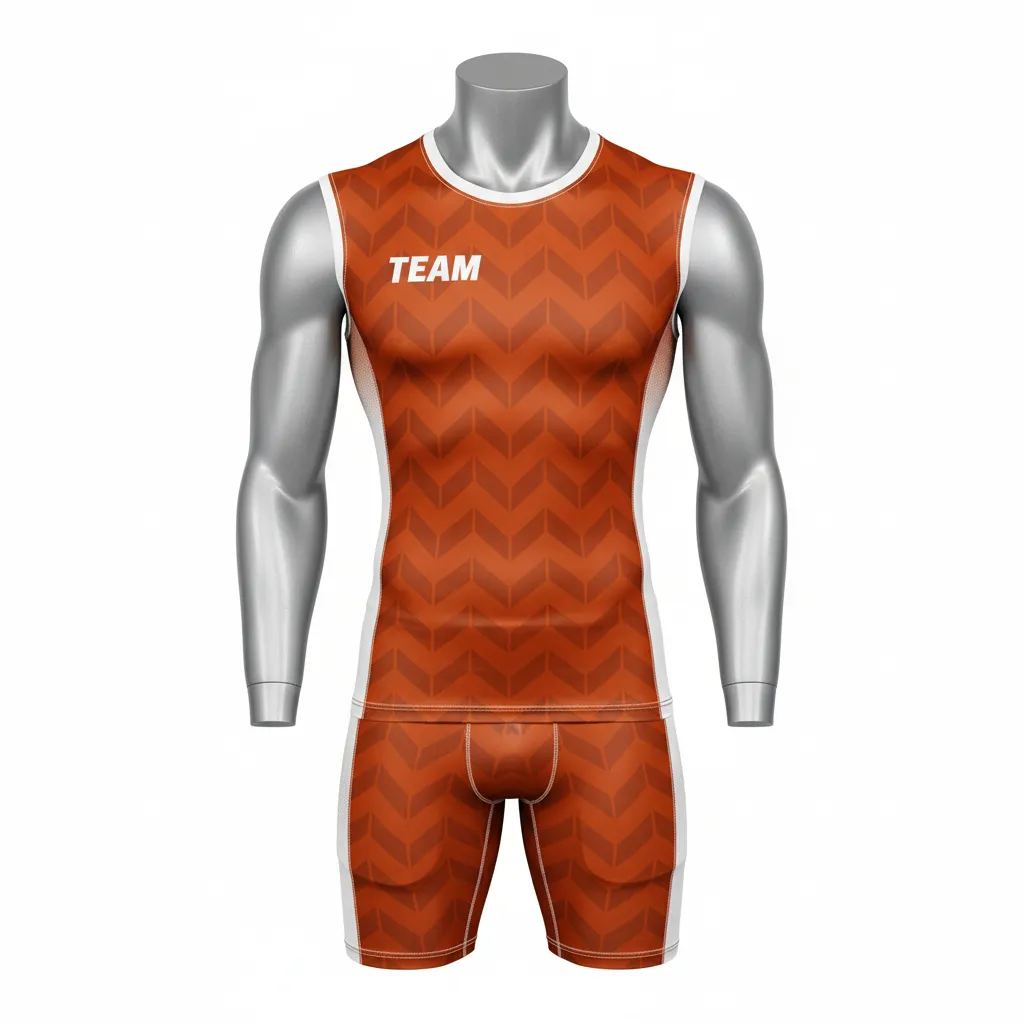 Custom Flag Football Compression Uniform - White - Copper Chevron Side - Front View - Hamco Sports Inc.