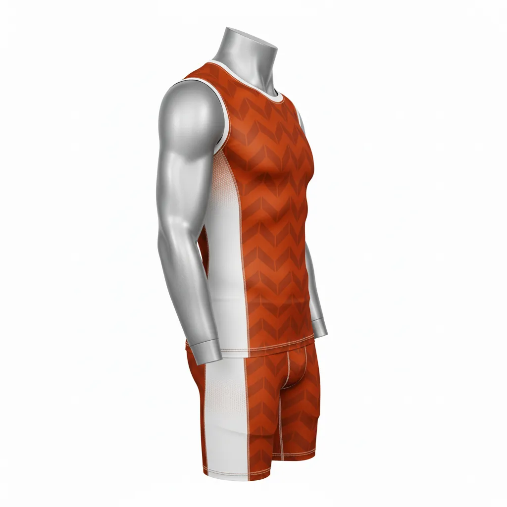 Custom Flag Football Compression Uniform - White - Copper Chevron Side - Side View - Hamco Sports Inc.
