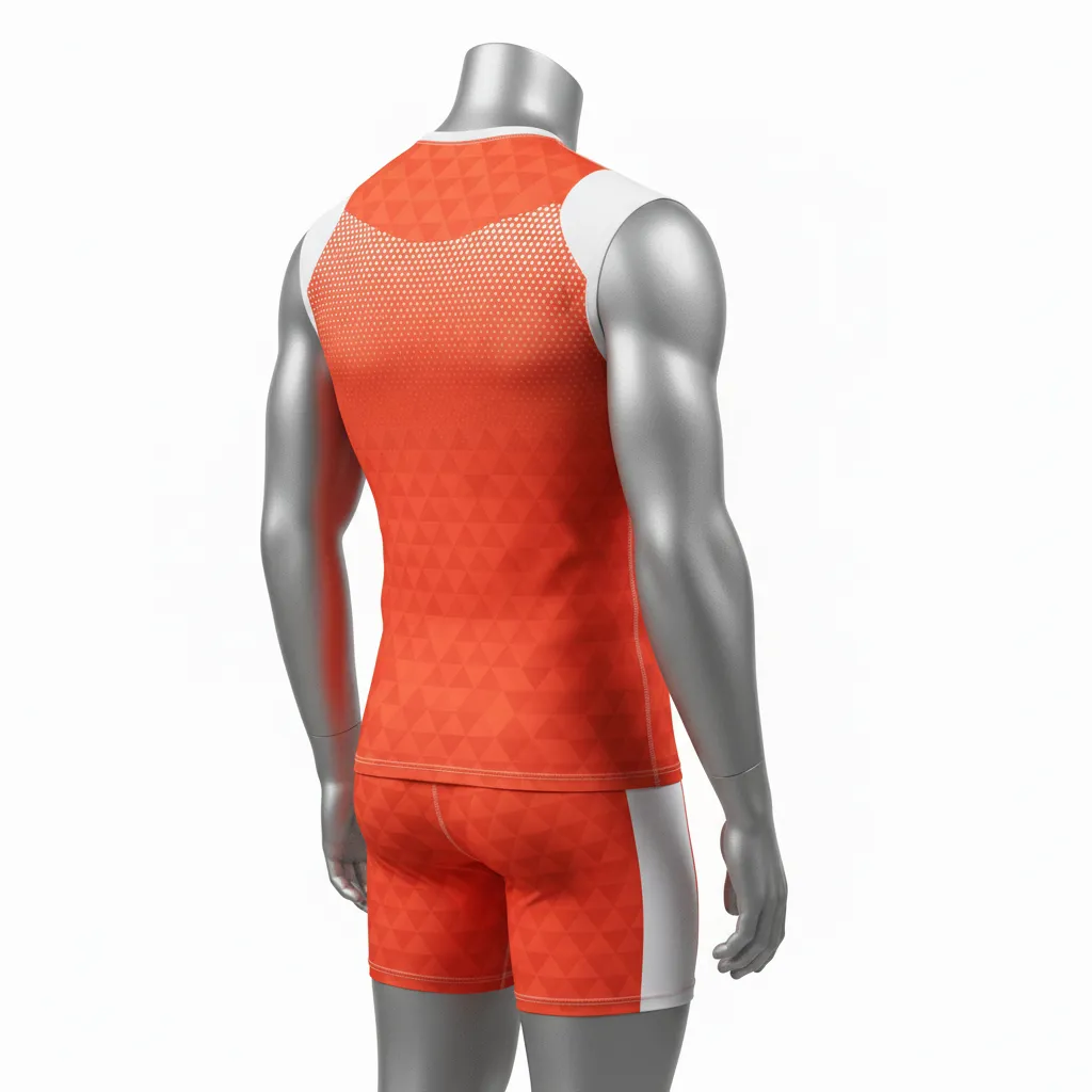 Custom Flag Football Compression Uniform - White - Coral Triangle Shoulder - Back View - Hamco Sports Inc.
