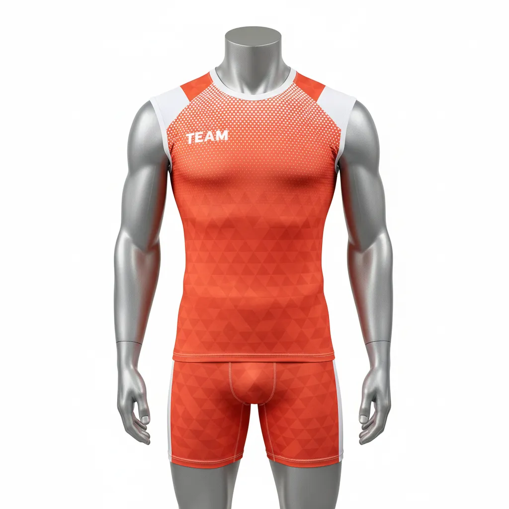 Custom Flag Football Compression Uniform - White - Coral Triangle Shoulder - Front View - Hamco Sports Inc.