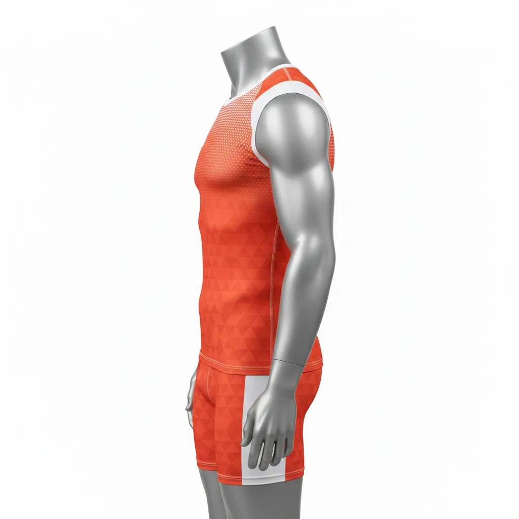 Custom Flag Football Compression Uniform - White - Coral Triangle Shoulder - Side View - Hamco Sports Inc.