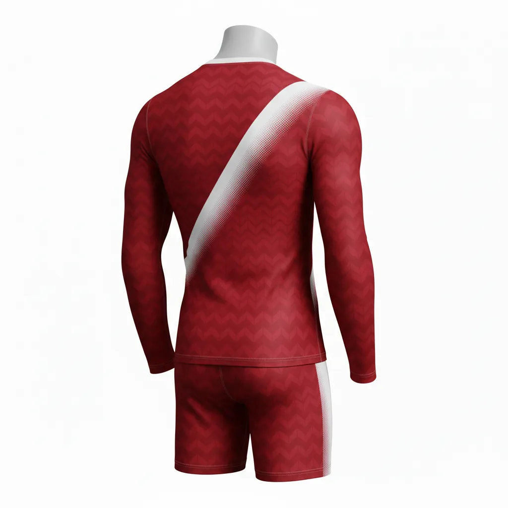 Custom Flag Football Compression Uniform - White - Crimson Chevron Diagonal - Back View - Hamco Sports Inc.