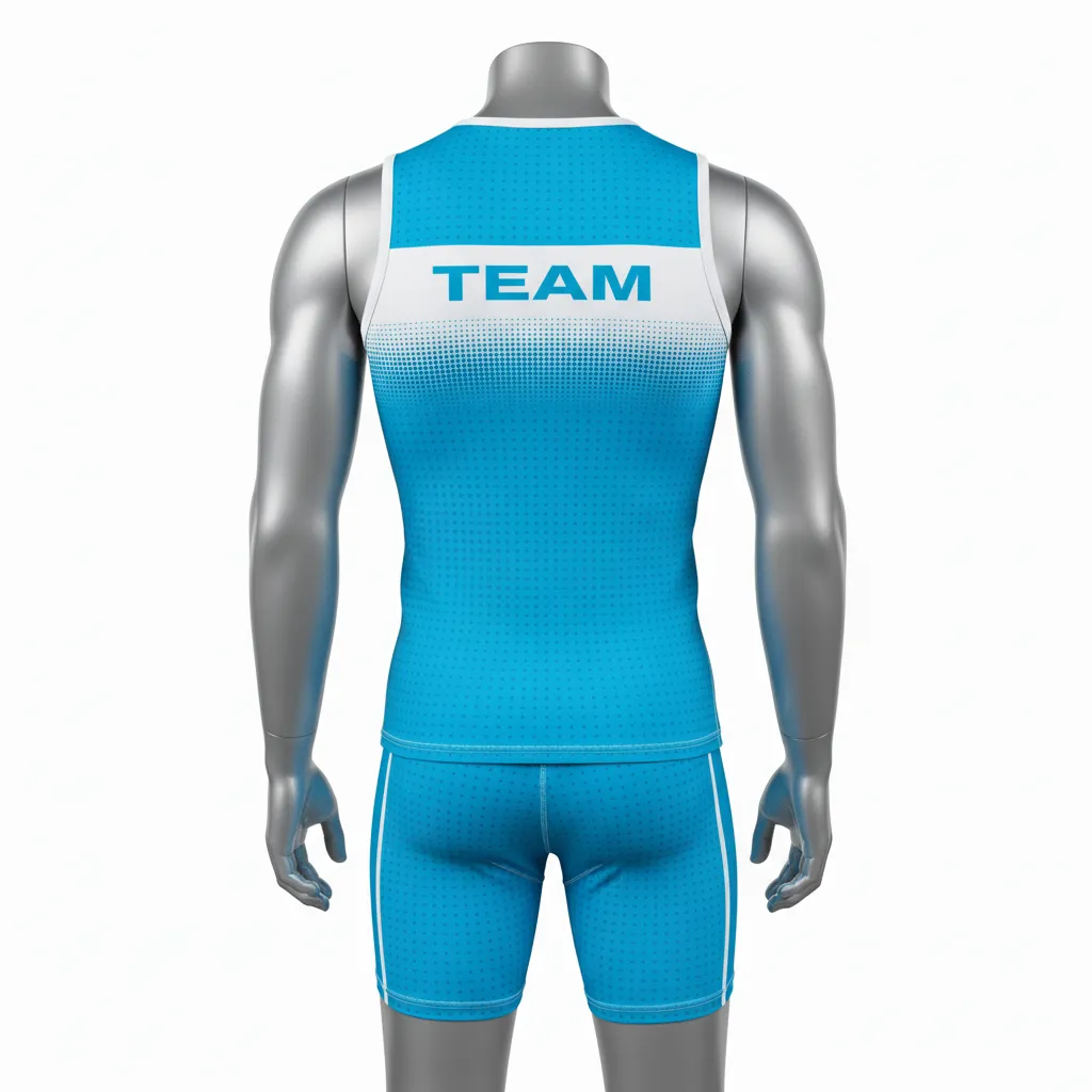 Custom Flag Football Compression Uniform - White - Cyan Dot Matrix Chest - Back View - Hamco Sports Inc.