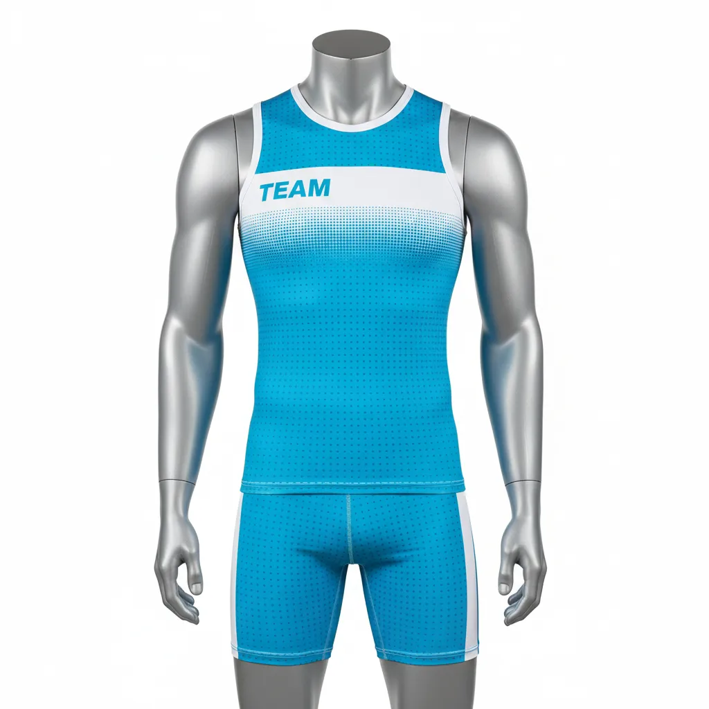 Custom Flag Football Compression Uniform - White - Cyan Dot Matrix Chest - Front View - Hamco Sports Inc.