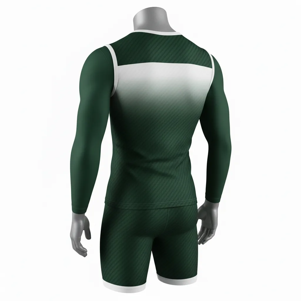 Custom Flag Football Compression Uniform - Green, White - Dark Carbon Chest - Back View - Hamco Sports Inc.