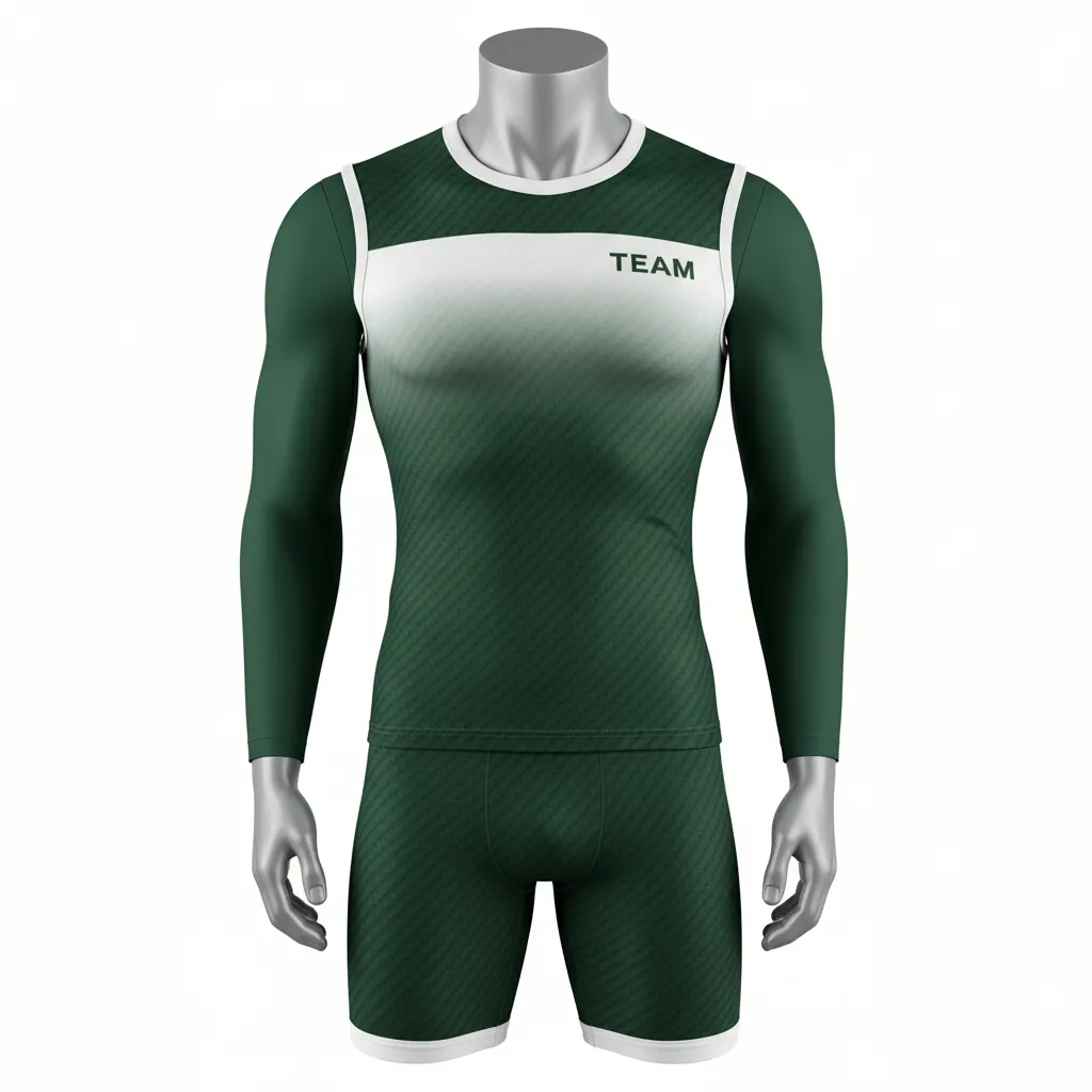 Custom Flag Football Compression Uniform - Green, White - Dark Carbon Chest - Front View - Hamco Sports Inc.