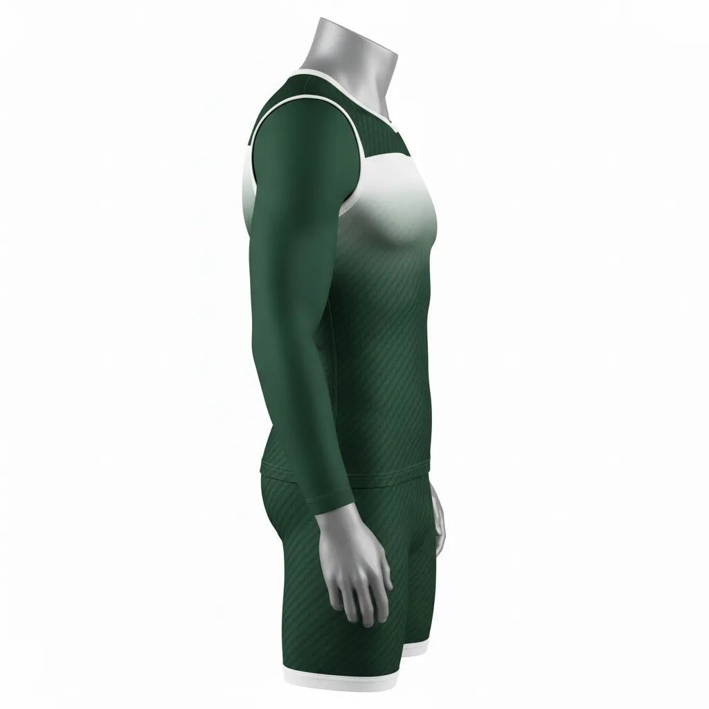 Custom Flag Football Compression Uniform - Green, White - Dark Carbon Chest - Side View - Hamco Sports Inc.