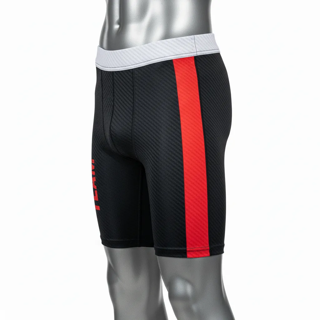 Custom Flag Football Flag Football Compression Shorts - Black, Red - Football Compression Shorts Carbon - Side View - HAMCO Sports Inc.