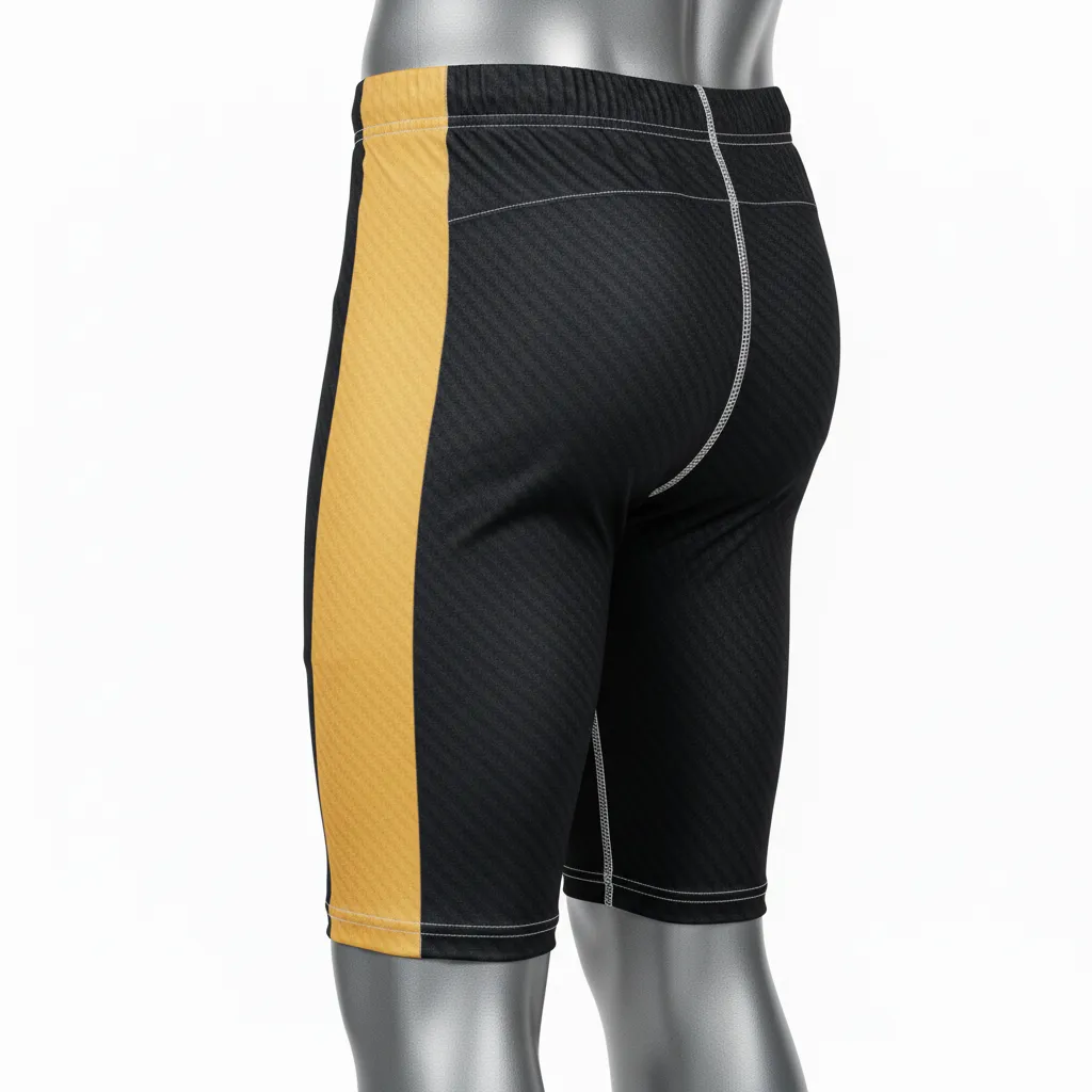 Custom Flag Football Flag Football Compression Shorts - Black, Gold - Football Compression Shorts Vegas Carbon - Back View - HAMCO Sports Inc.