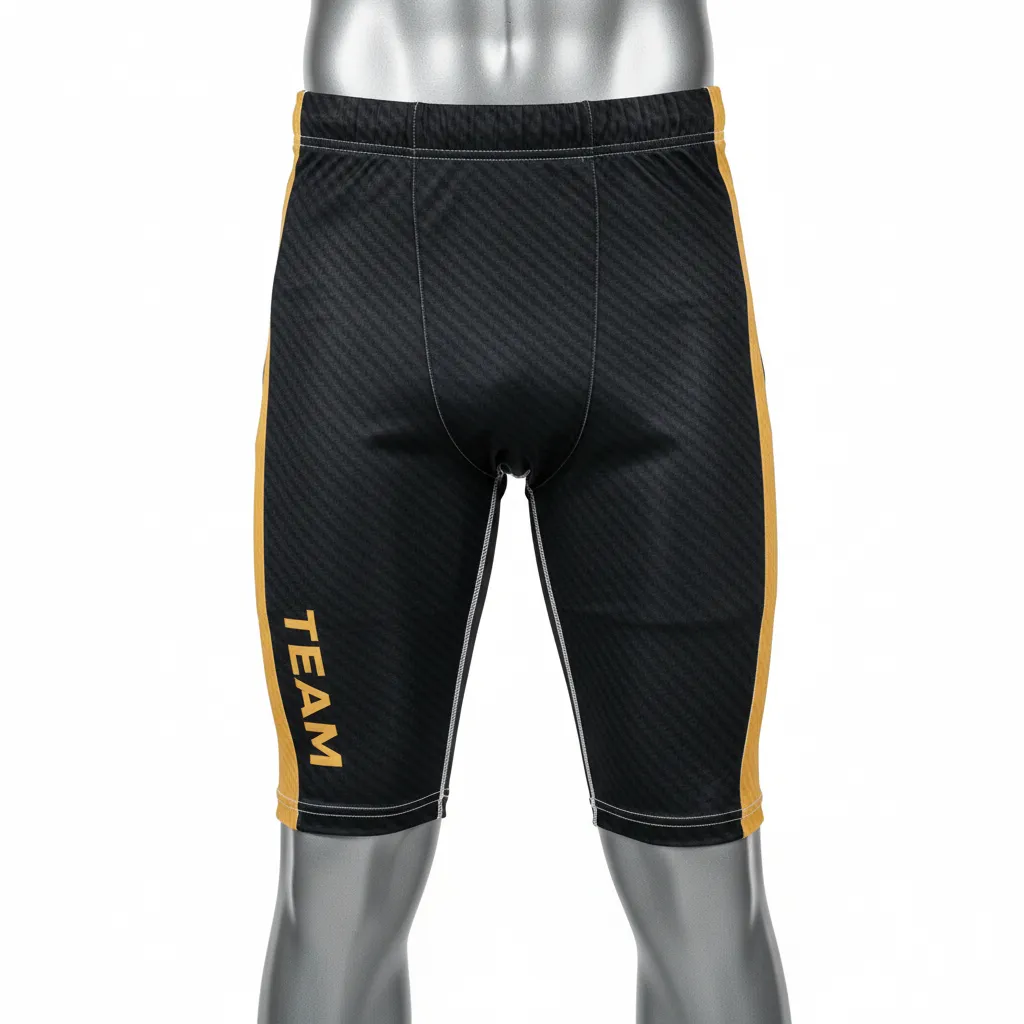Custom Flag Football Flag Football Compression Shorts - Black, Gold - Football Compression Shorts Vegas Carbon - Front View - HAMCO Sports Inc.