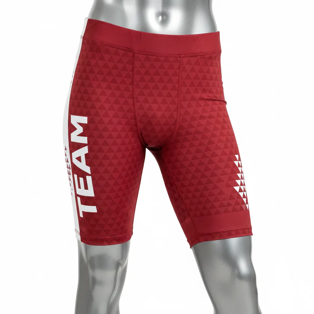 Custom Flag Football Flag Football Compression Shorts - White - Football Compression Shorts Cardinal Triangle - Front View - HAMCO Sports Inc.