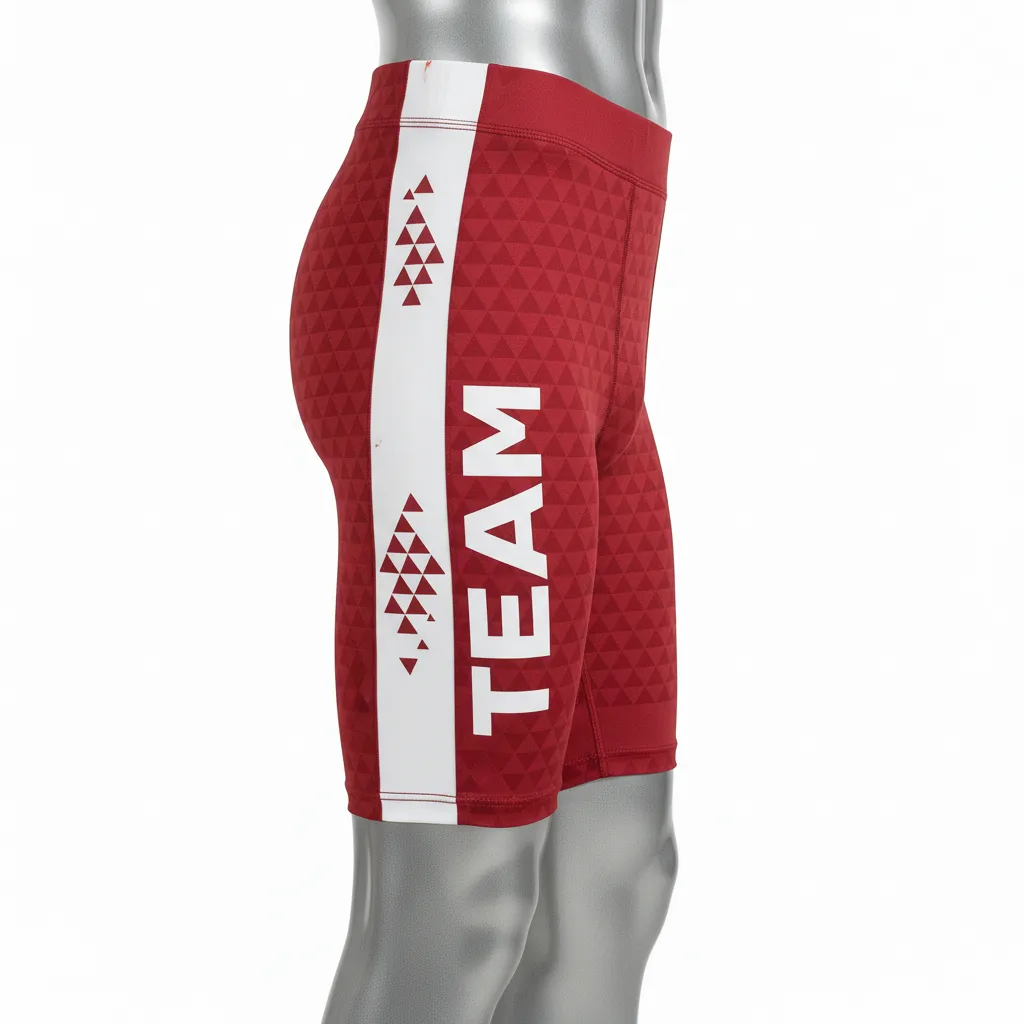 Custom Flag Football Flag Football Compression Shorts - White - Football Compression Shorts Cardinal Triangle - Side View - HAMCO Sports Inc.